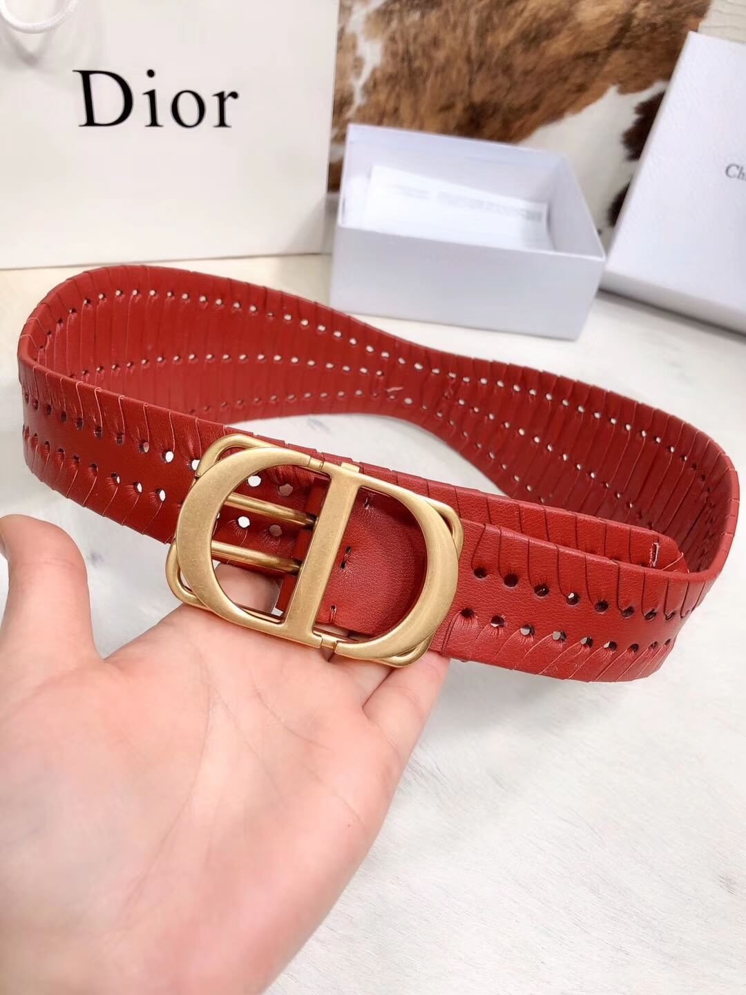 Christian Dior Black 30 Montaigne Calfskin Belt B0047