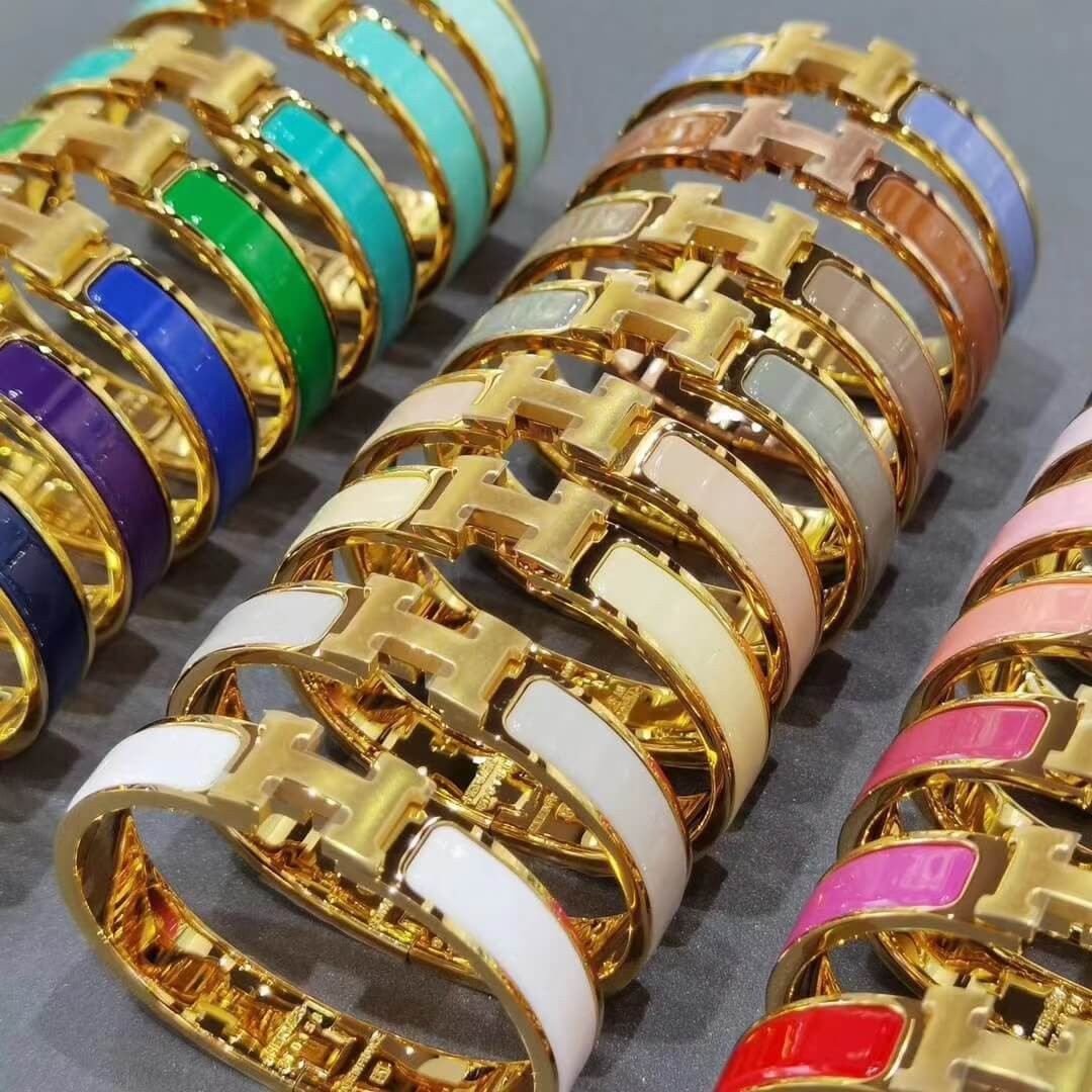 Hermes Narrow Clic H Bracelet In Yellow