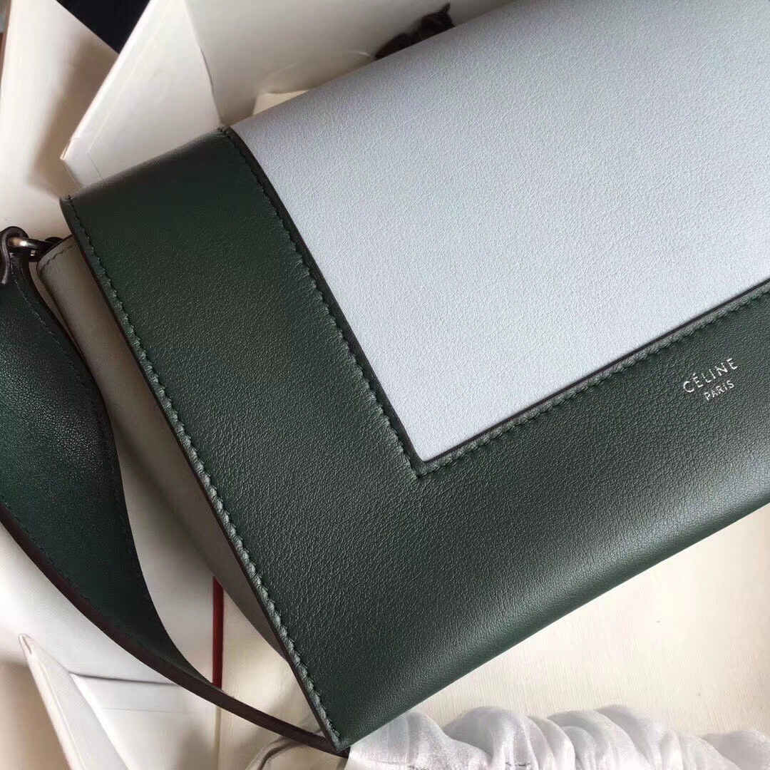 Celine Frame Medium Shoulder Bag 180263 Dark Green/Light Green