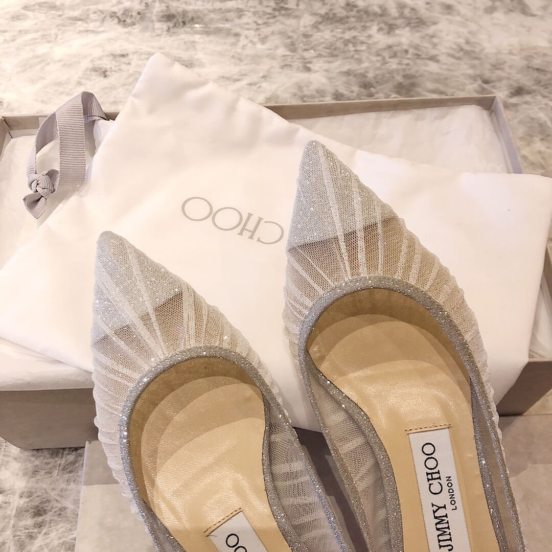 Jimmy Choo Flats Glitter Tulle Stiletto Pumps 513800
