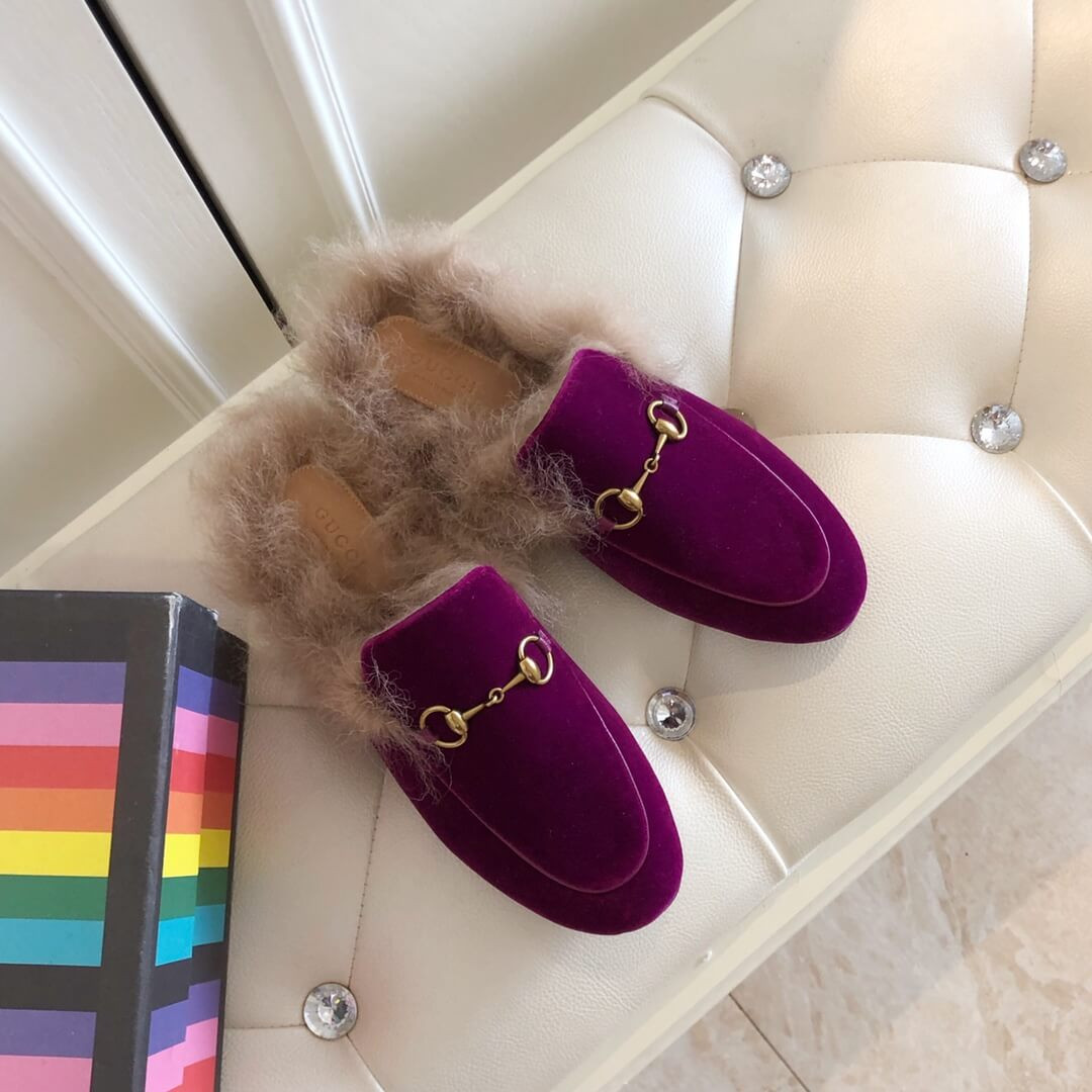 Gucci Princetown Velvet Slipper 397749