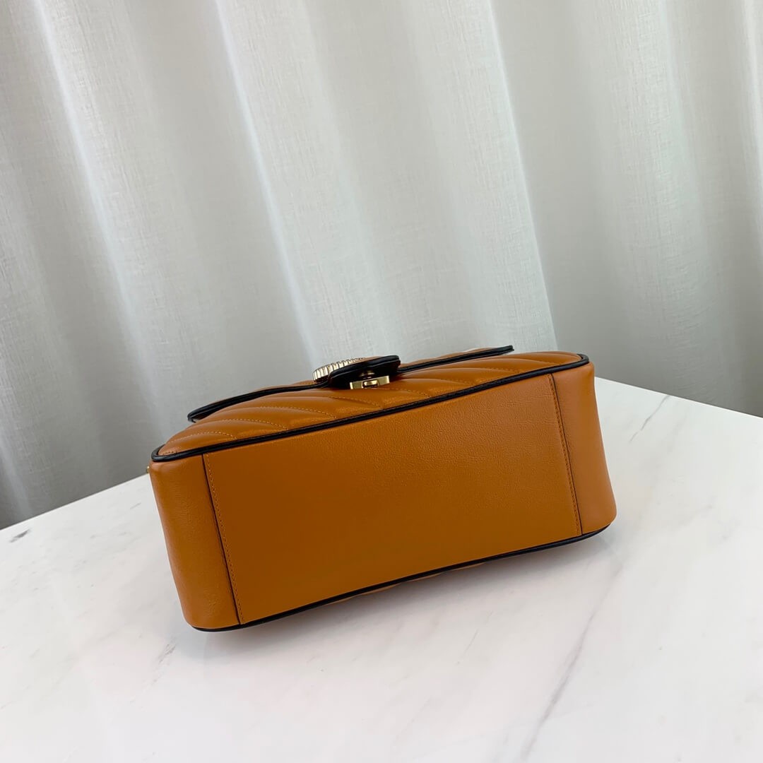 Gucci GG Marmont Small Top Handle Bag 498110 Cognac