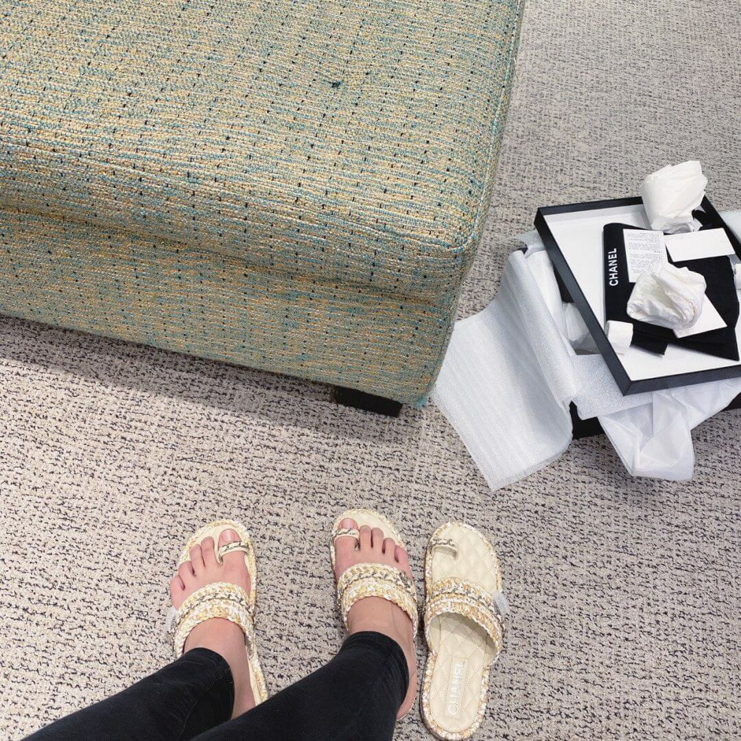 Chanel Raffia & Lambskin Sandals G34694