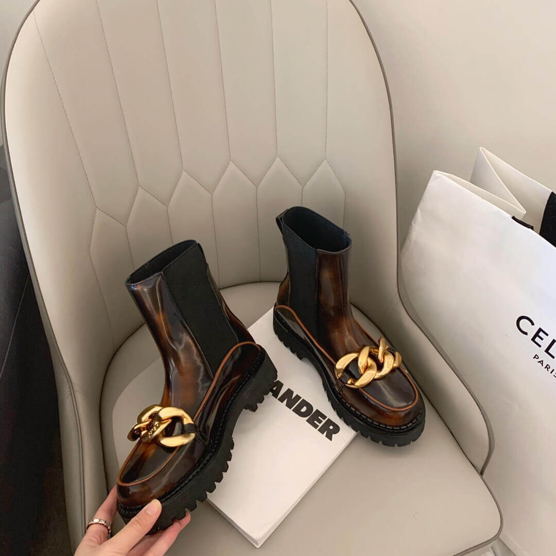 N°21 Chunky Chain-Embellished Ankle Boots