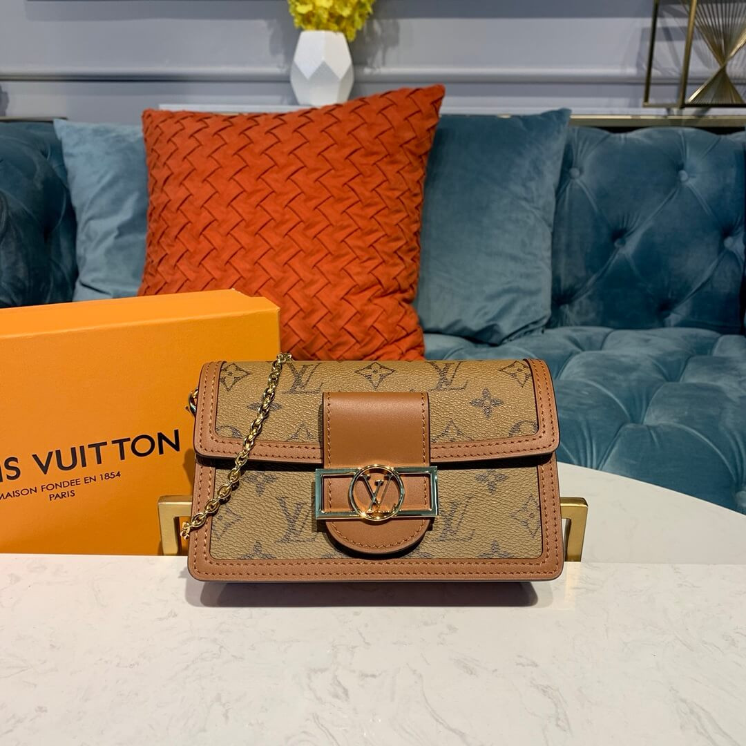 Louis Vuitton Monogram Reverse Canvas Dauphine Chain Wallet M68746