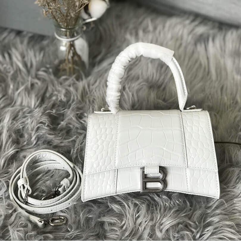 Balenciaga Hourglass XS Croc-Effect Leather Tote