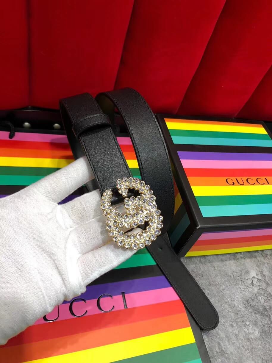 Gucci 40mm Leather Belt With Double G Buckle 582100