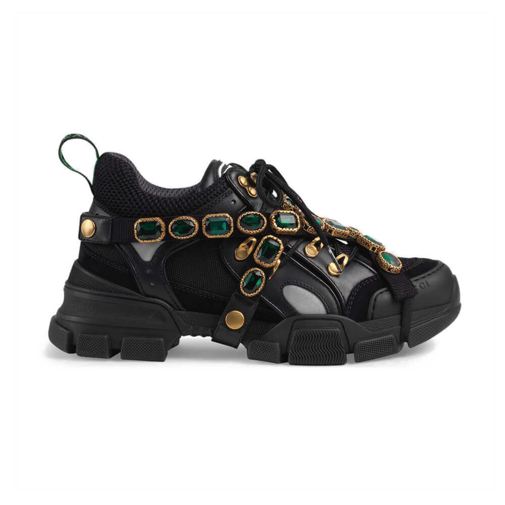 Gucci Flashtrek Sneaker With Removable Crystals 537153 Black