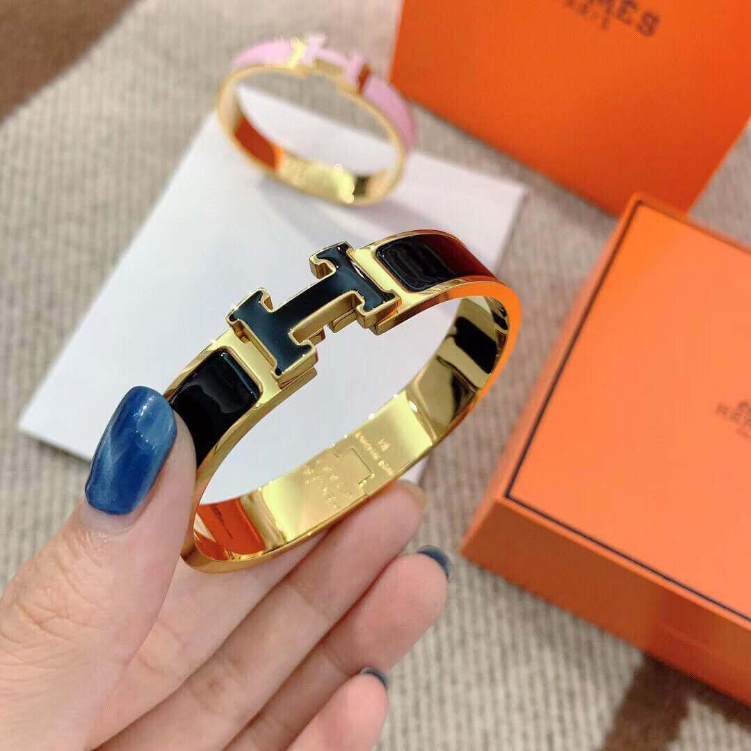 Hermes Narrow Clic Clac H Enamel Bracelet