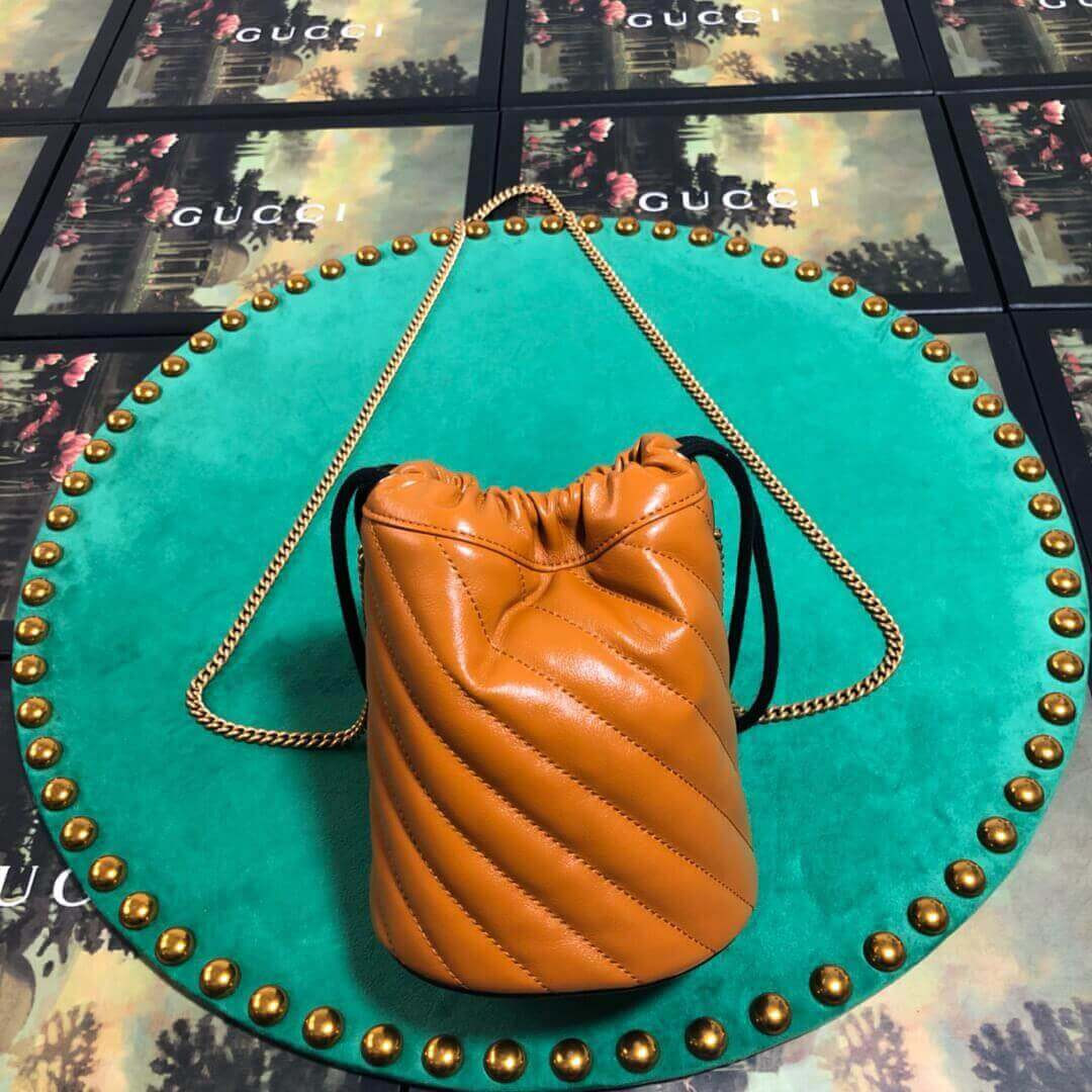 Gucci GG Marmont Mini Bucket Bag 575163 Cognac
