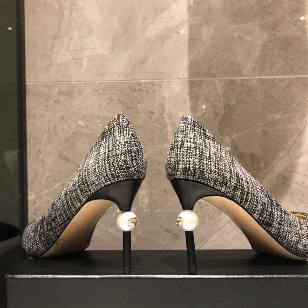 Chanel Tweed Pearl Heel Pumps G178144