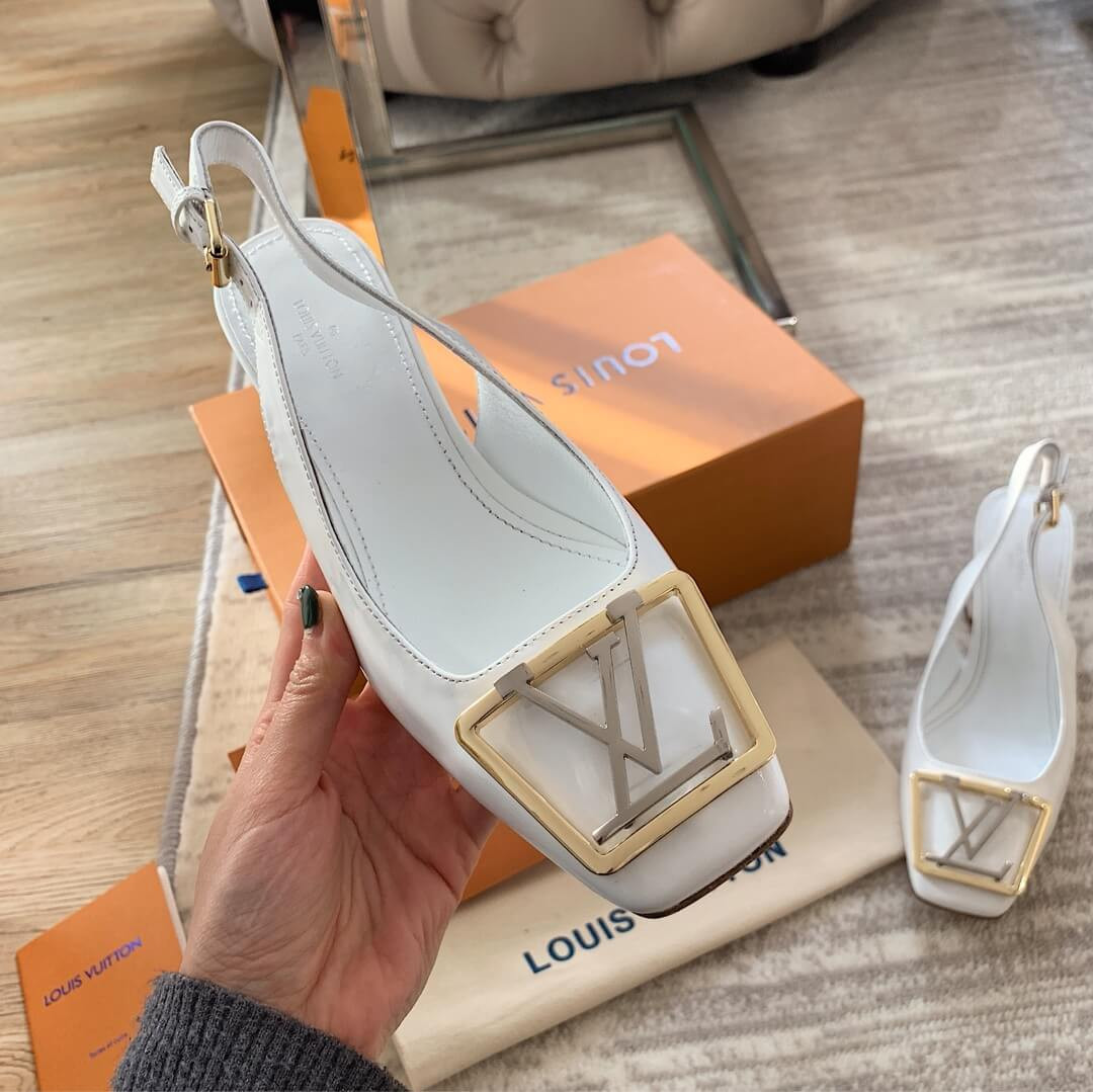 Louis Vuitton 5.5cm Madeleine Slingback Pump 1A646Z White
