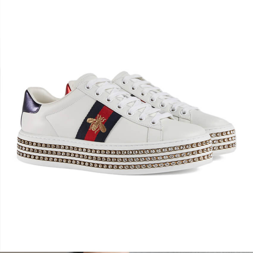 Gucci Ace Sneaker With Crystals 505995