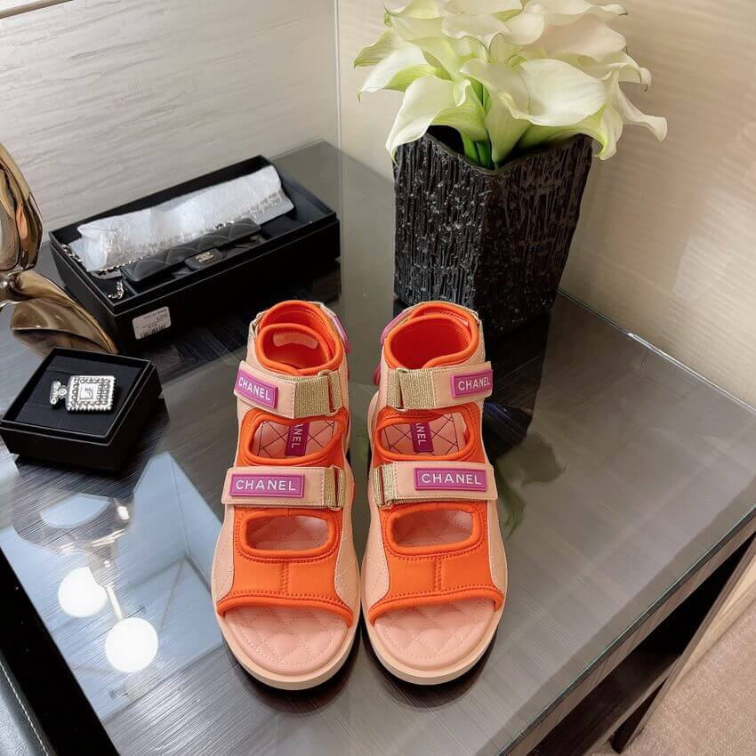 Chanel Goatskin with Fabric Sandals G37231