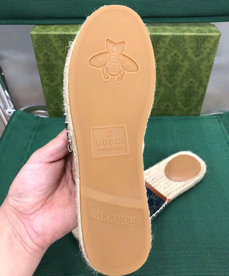 Gucci Pilar Double G Denim Slide Sandal