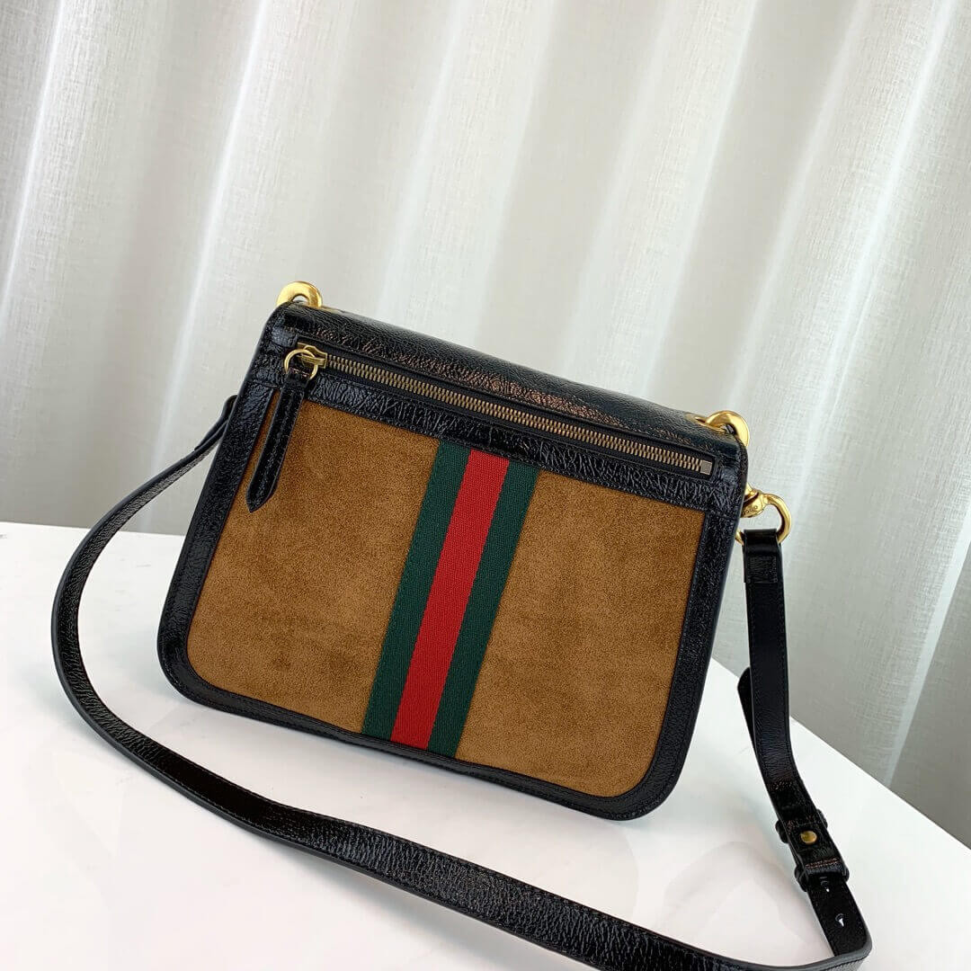 Gucci Ophidia Web Suede Saddle Bag 523658