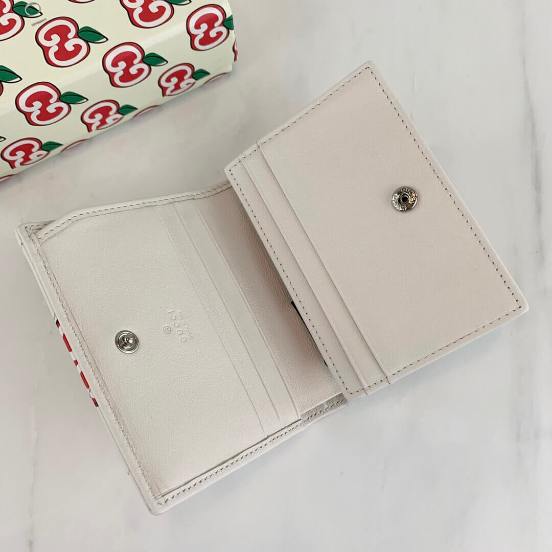 Gucci GG Apple Print GG Marmont Card Case Wallet 466492