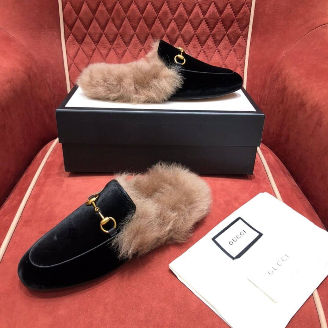 Gucci Princetown Velvet Slipper 397749