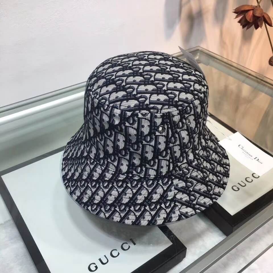 Dior Teddy D CD Oblique Black Small-Brim Bucket Hat 95923