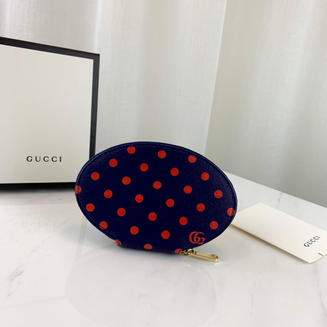 Gucci Navy And Red Polka Dot Coin Case 622040