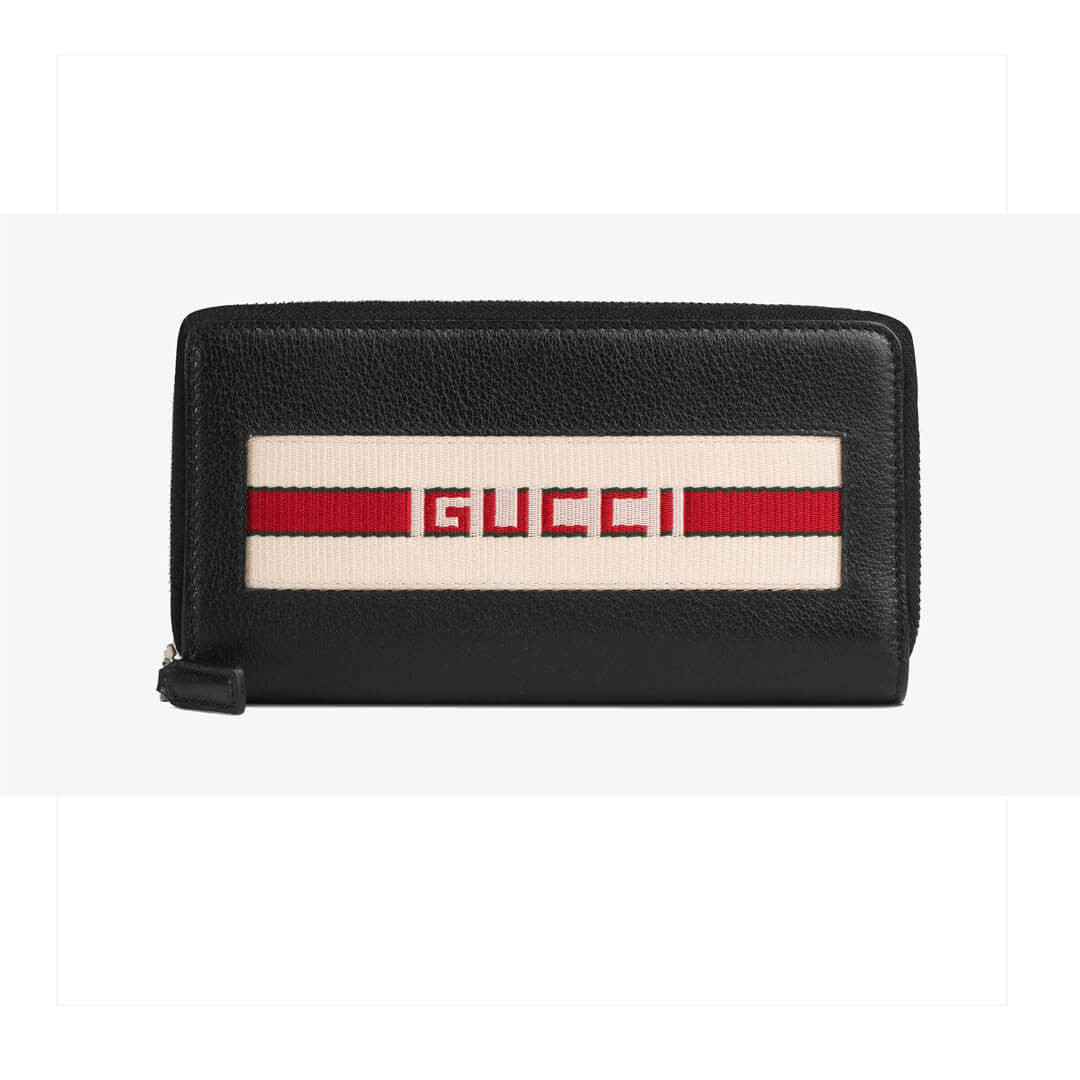 Gucci Leather Stripe Zip Around Wallet 459138