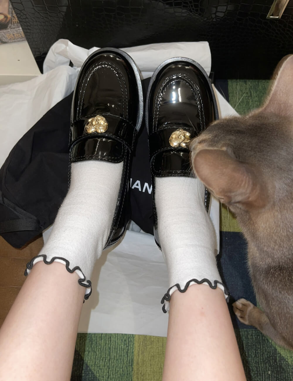 Chanel Patent Calfskin Heart CC 50mm Loafers G39697 Black