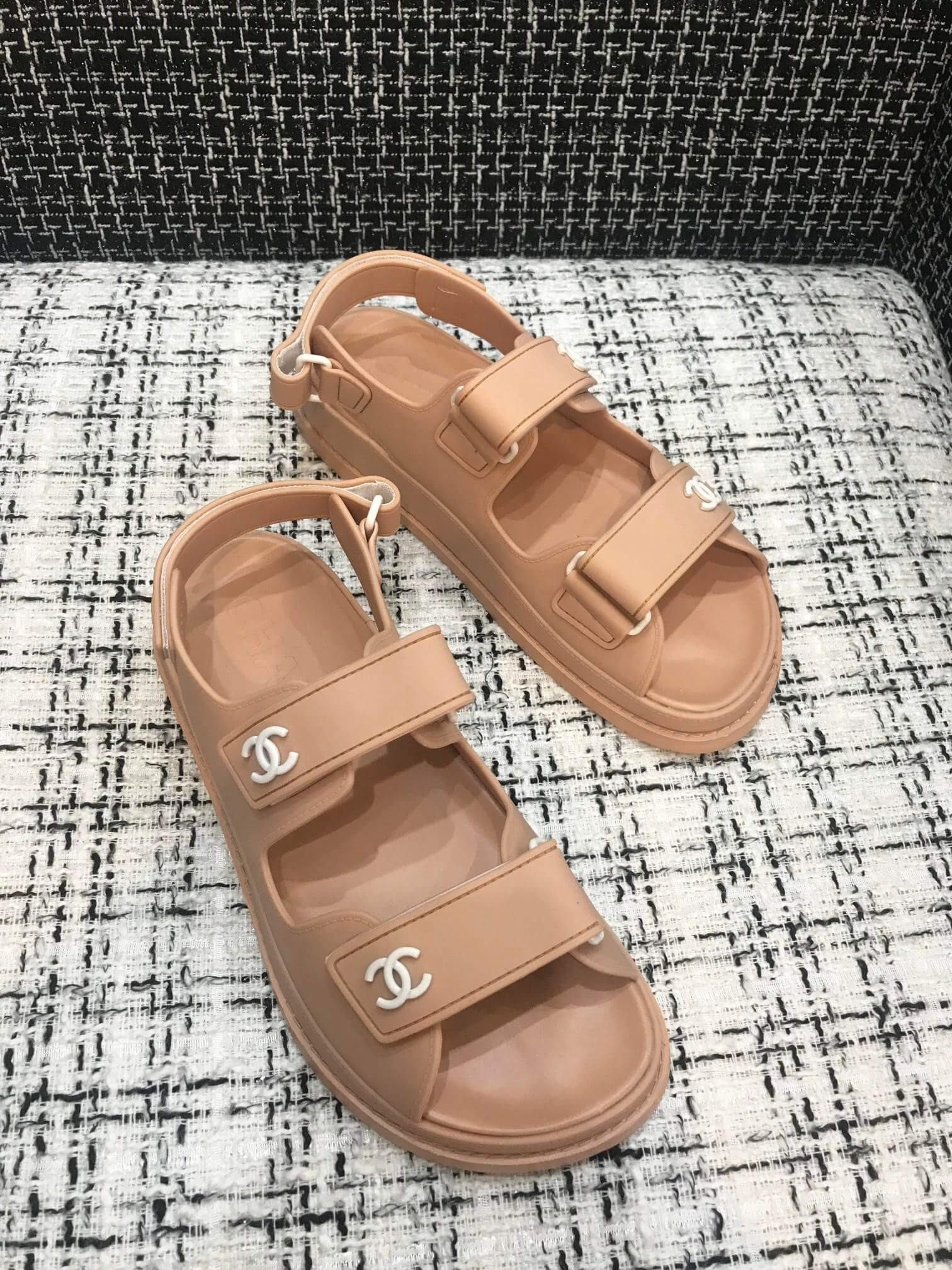 Chanel Velcro Sandals G31848 Apricot