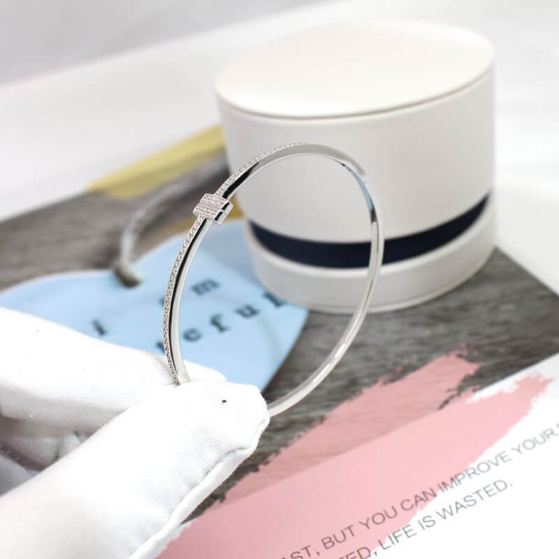 Tiffany & Co T1 Diamond Hinged Wire Bangle 10622