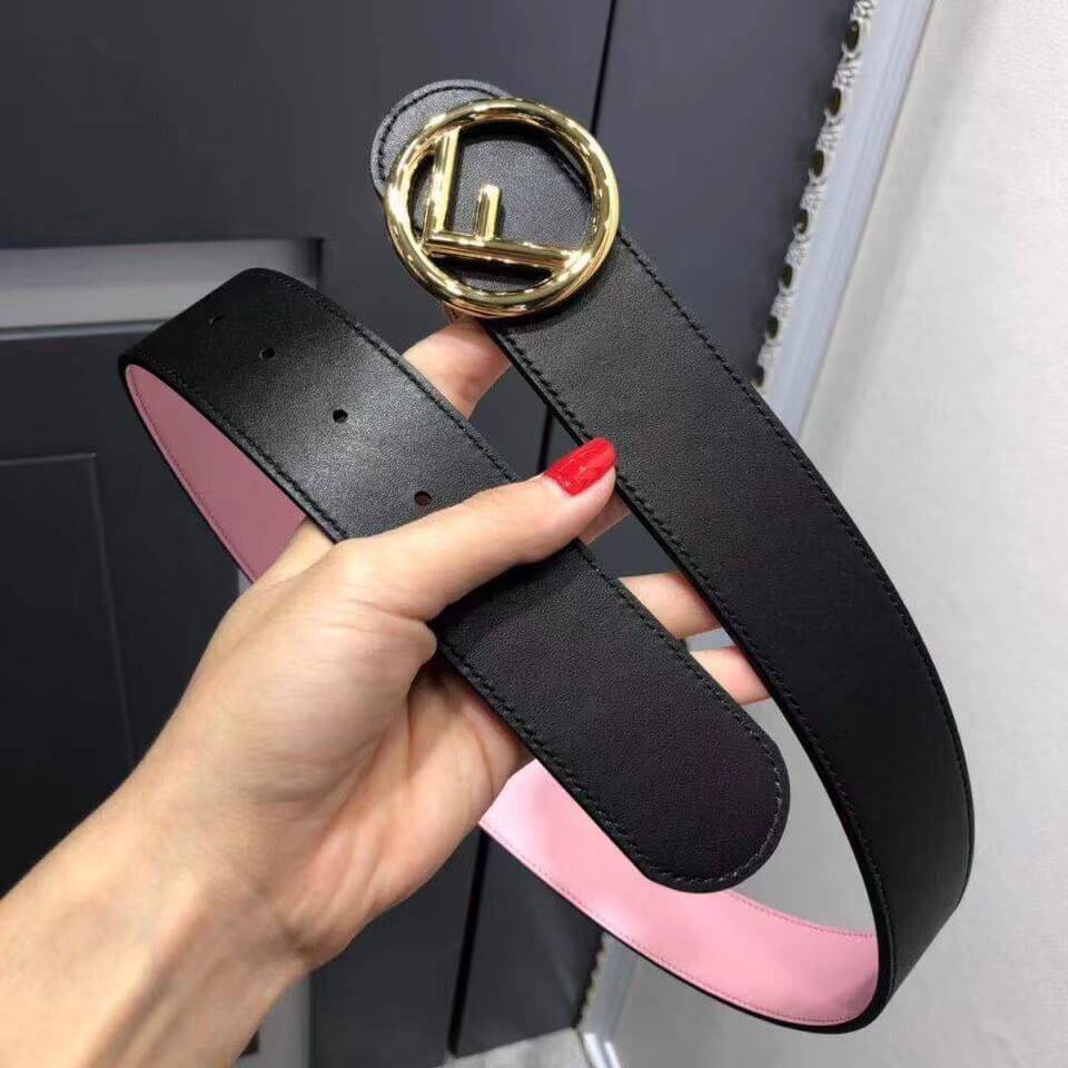 Fendi Reversible 40mm Round Buckle Belt 8C0579 Black / Pink