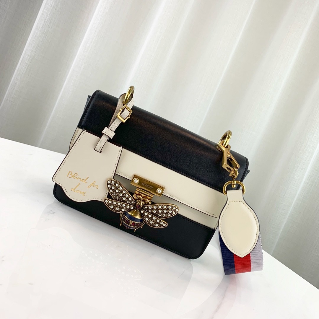 Gucci Queen Margaret Shoulder Bag 476542 Black/White