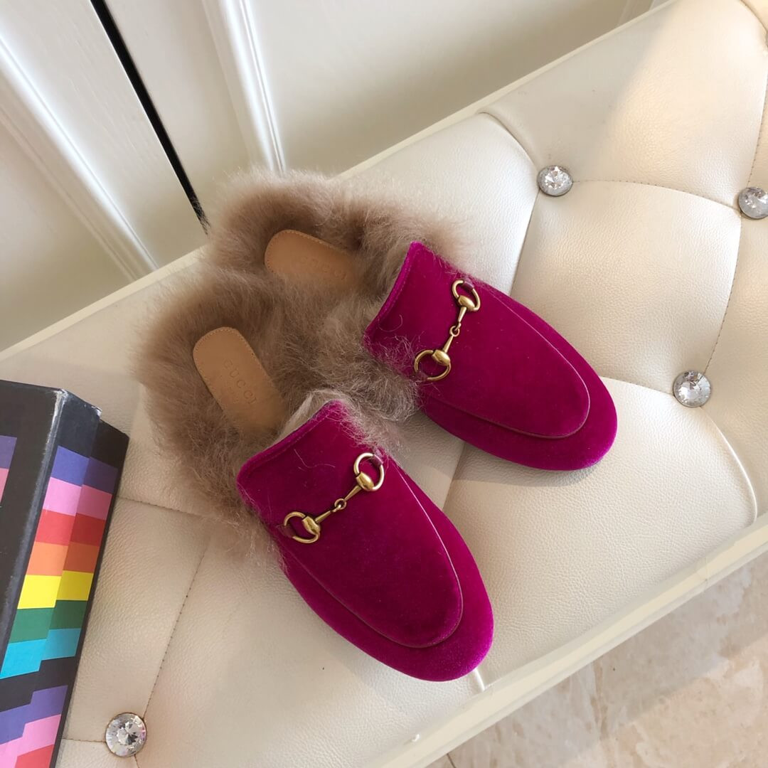 Gucci Princetown Velvet Slipper 397749