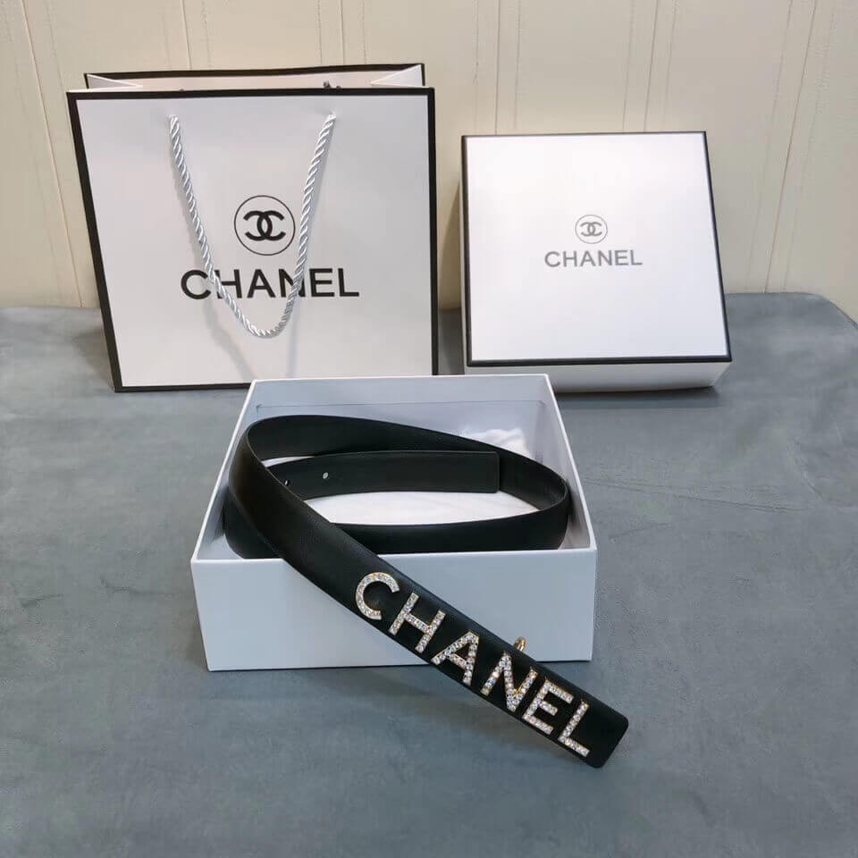 Chanel Calfskin Strass Logo Belt AA6700
