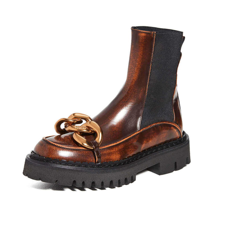 N°21 Chunky Chain-Embellished Ankle Boots