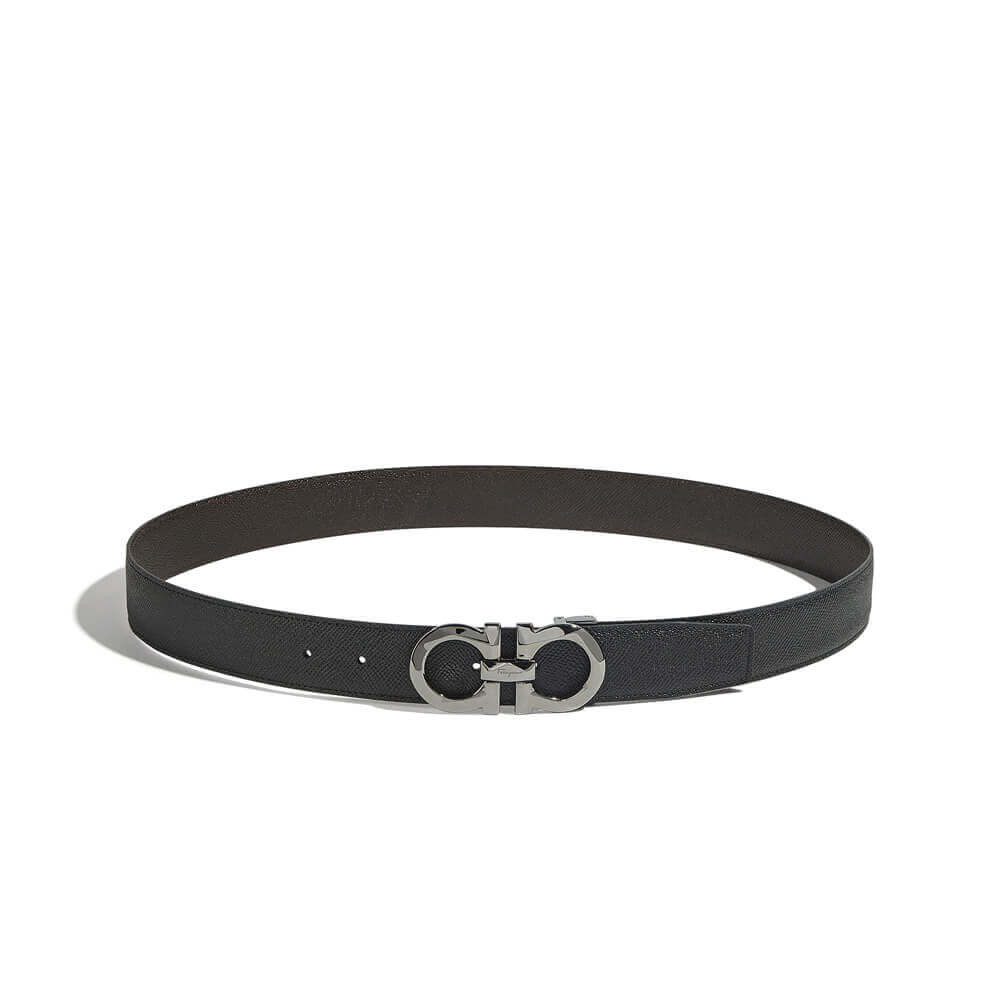 Salvatore Ferragamo Grainy Adjustable and Reversible 35mm Gancini Belt 67A161