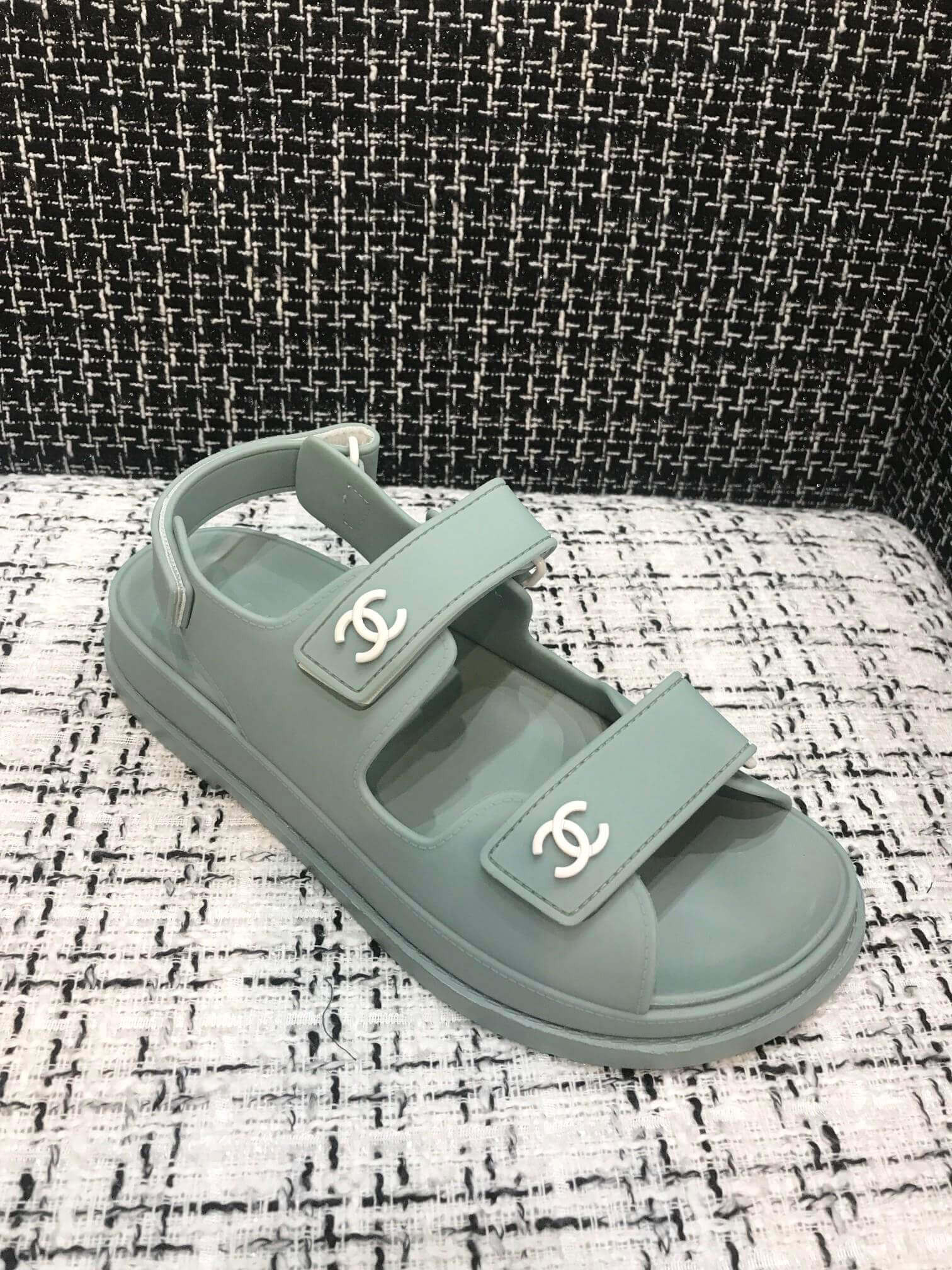 Chanel Velcro Sandals G31848 Light Green