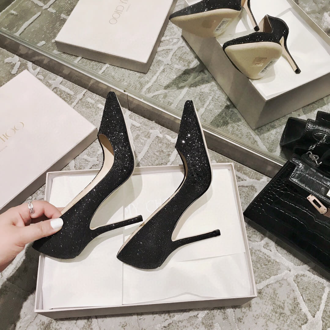 Jimmy Choo 95mm Rainbow Glitter Fabric Pump