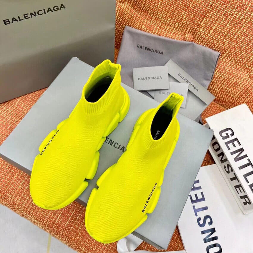 Balenciaga Speed 2.0 Knit Sock Sneakers 617239 Neon Yellow