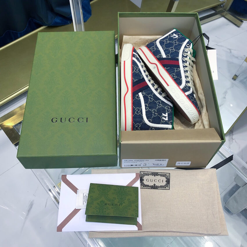 Gucci Tennis 1977 Blue Denim High-Top Sneaker 627838