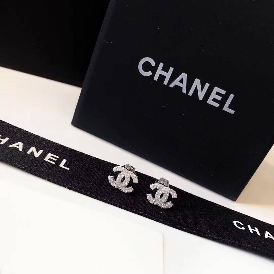 Chanel Crystal CC First Class Stud Earrings 447884