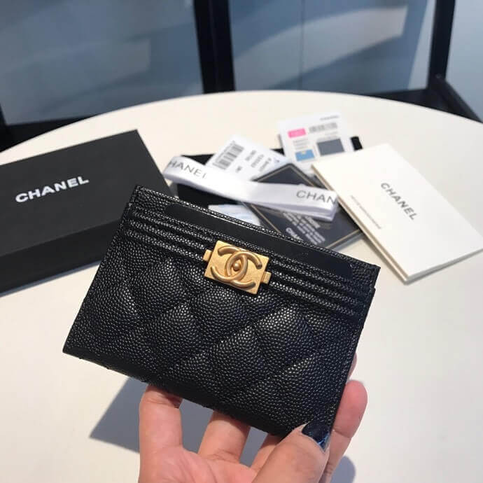Chanel Grained Calfskin Boy Card Holder A84431