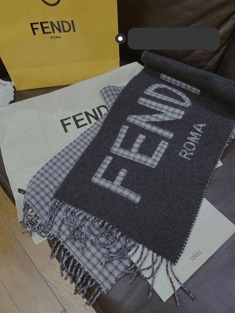 Fendi Grey Wool And Cashmere Scarf FXT334