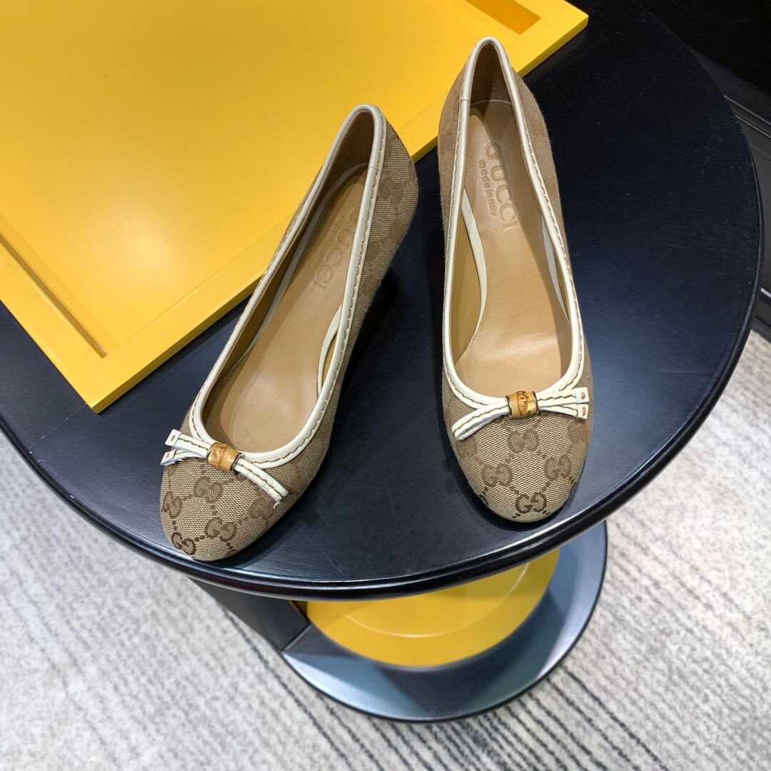 Gucci Canvas Ballerinas 423167 Apricot