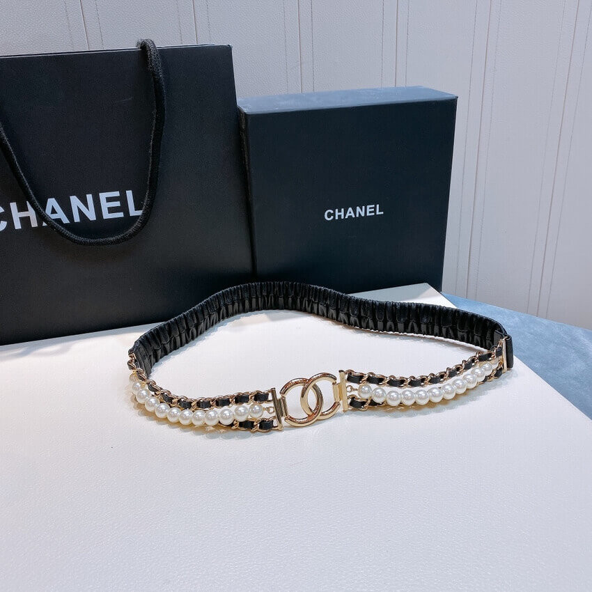 Chanel Lambskin & Pearls Belt 34169