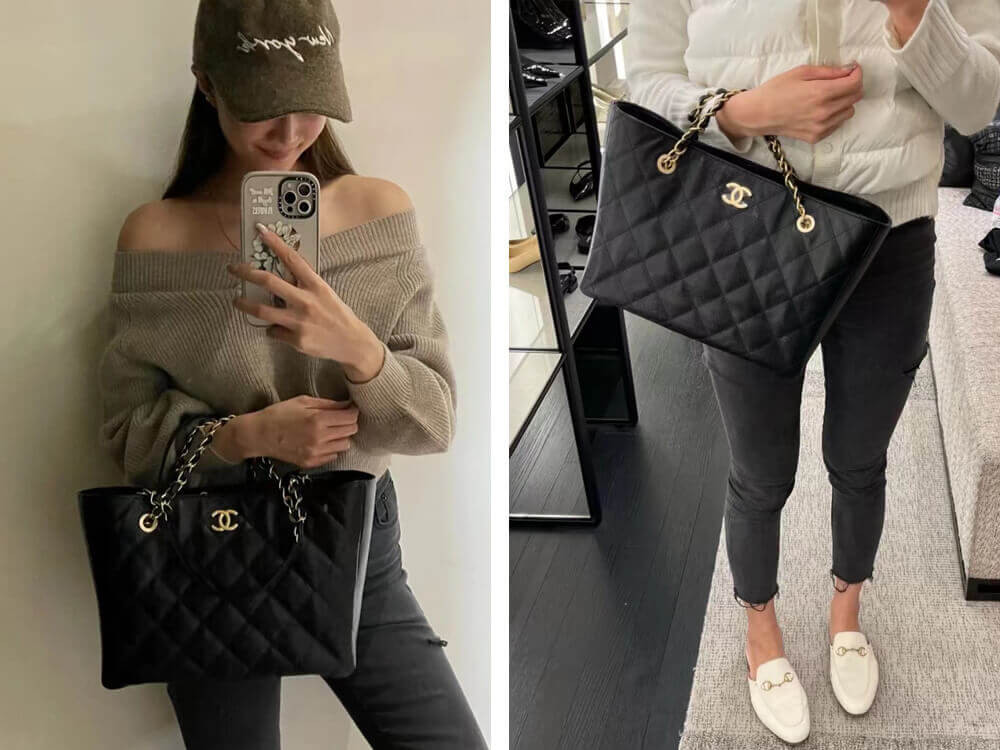 Chanel Grained Calfskin Shopping Tote Bag AS2030 Black