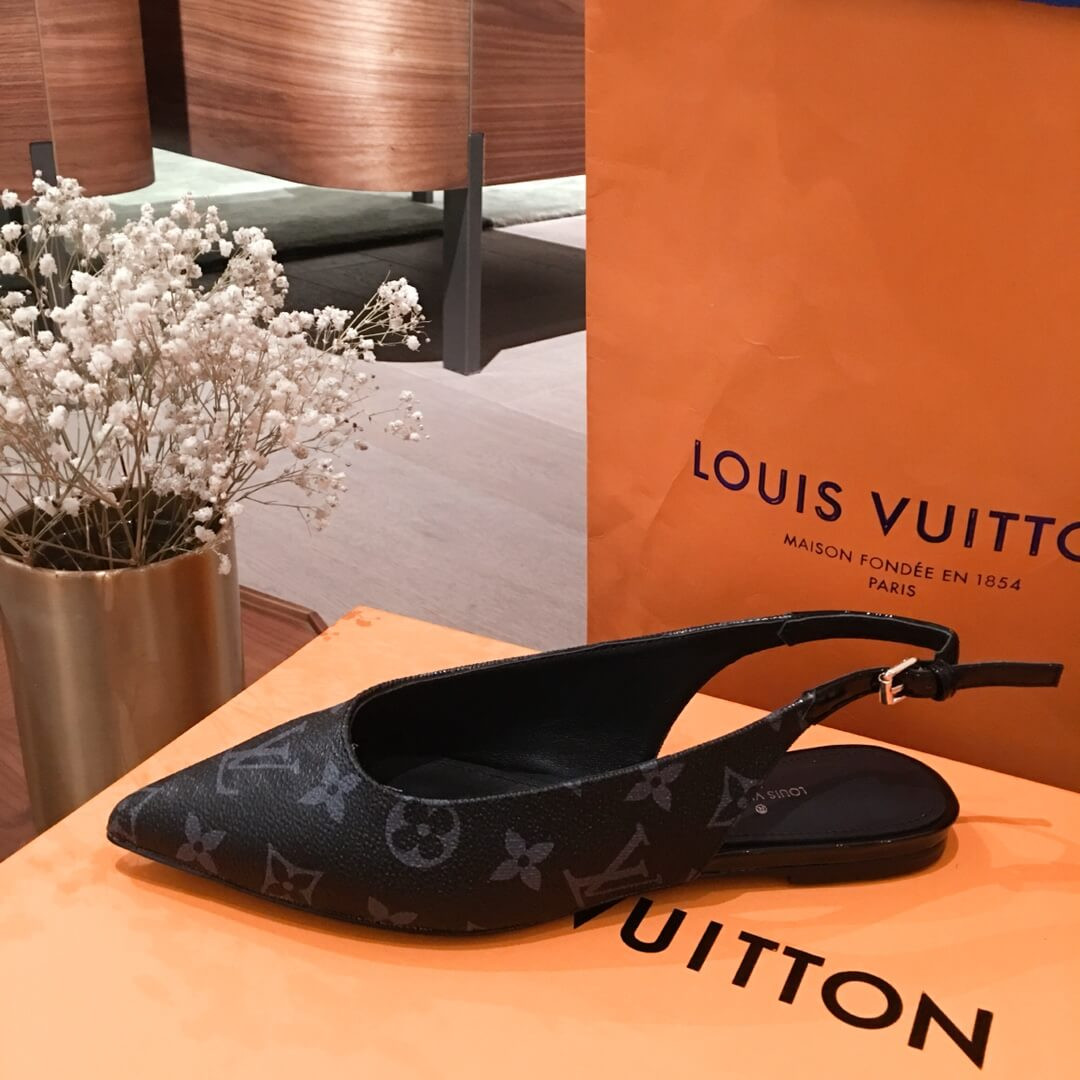 Louis Vuitton Monogram Eclipse Cherie Slingback Ballerina 1A68AV