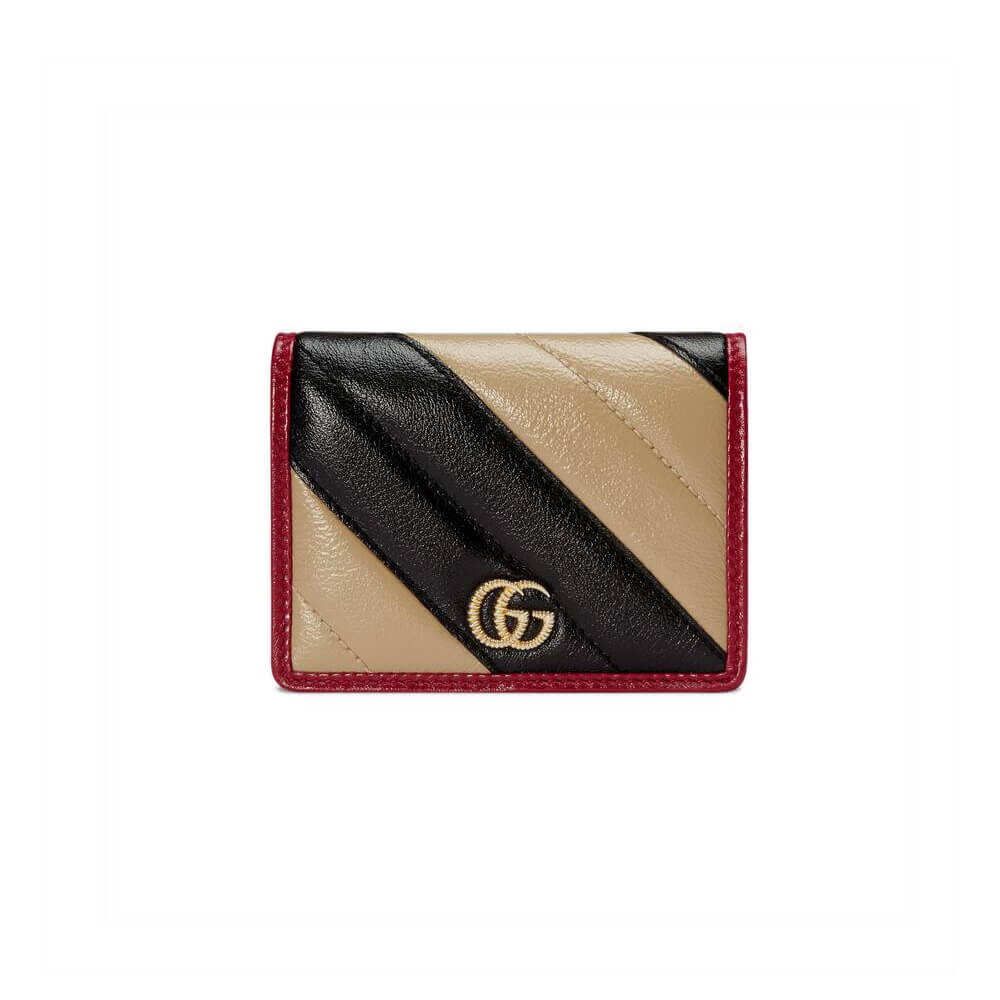 Gucci GG Marmont Card Case Wallet 573811 Beige/Black