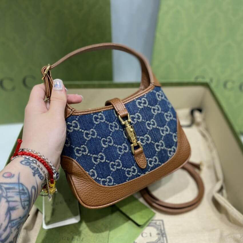 Gucci Denim Jackie 1961 Mini Shoulder Bag 637092