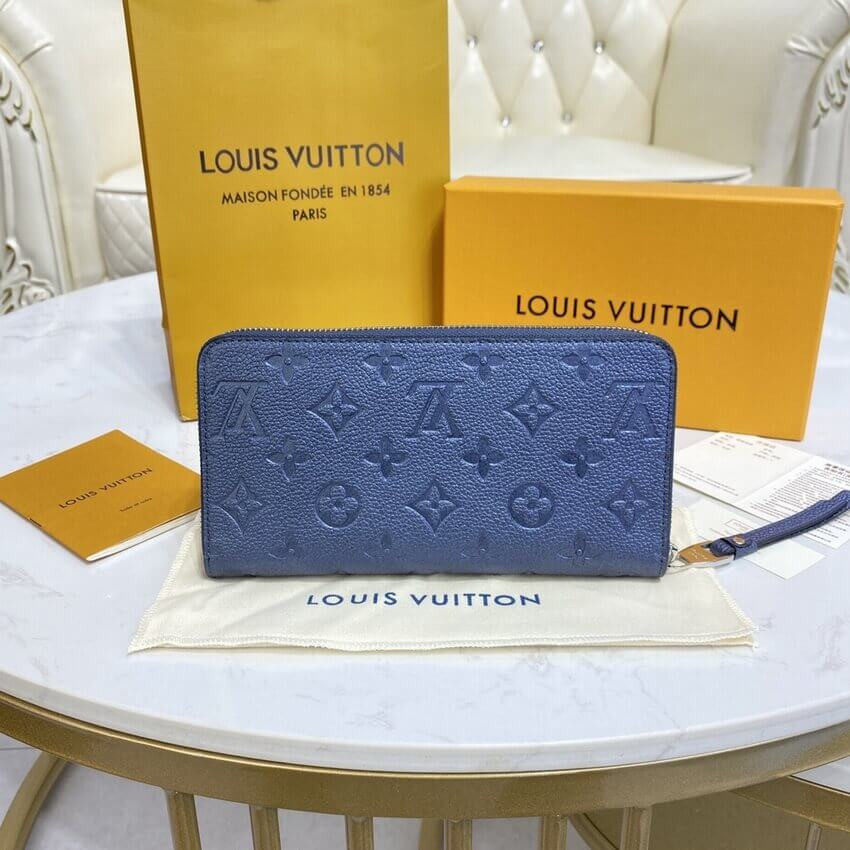 Louis Vuitton Monogram Empreinte Leather Zippy Wallet M80958 Navy Nacre