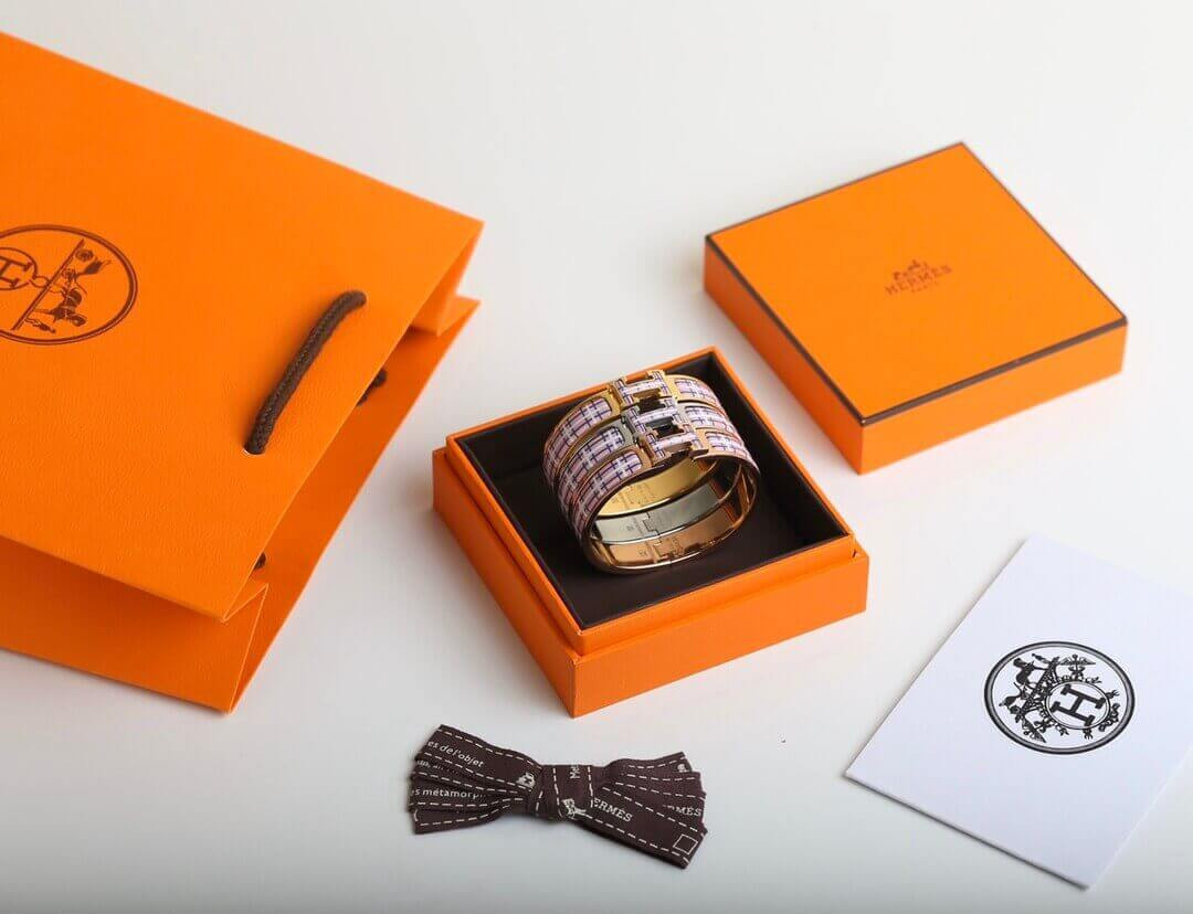 Hermes Clic H Tartan Bracelet H704 Pink