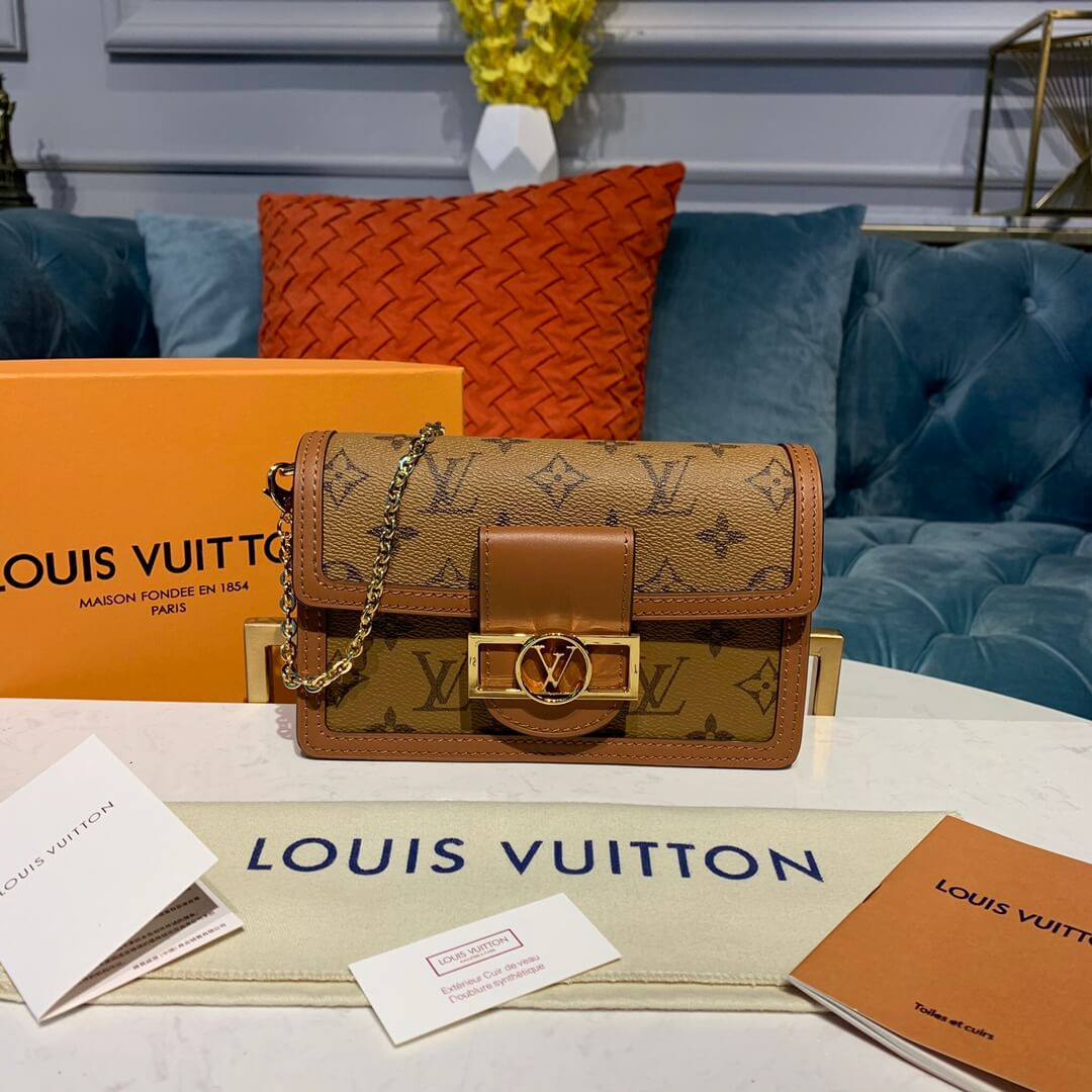 Louis Vuitton Monogram Reverse Canvas Dauphine Chain Wallet M68746